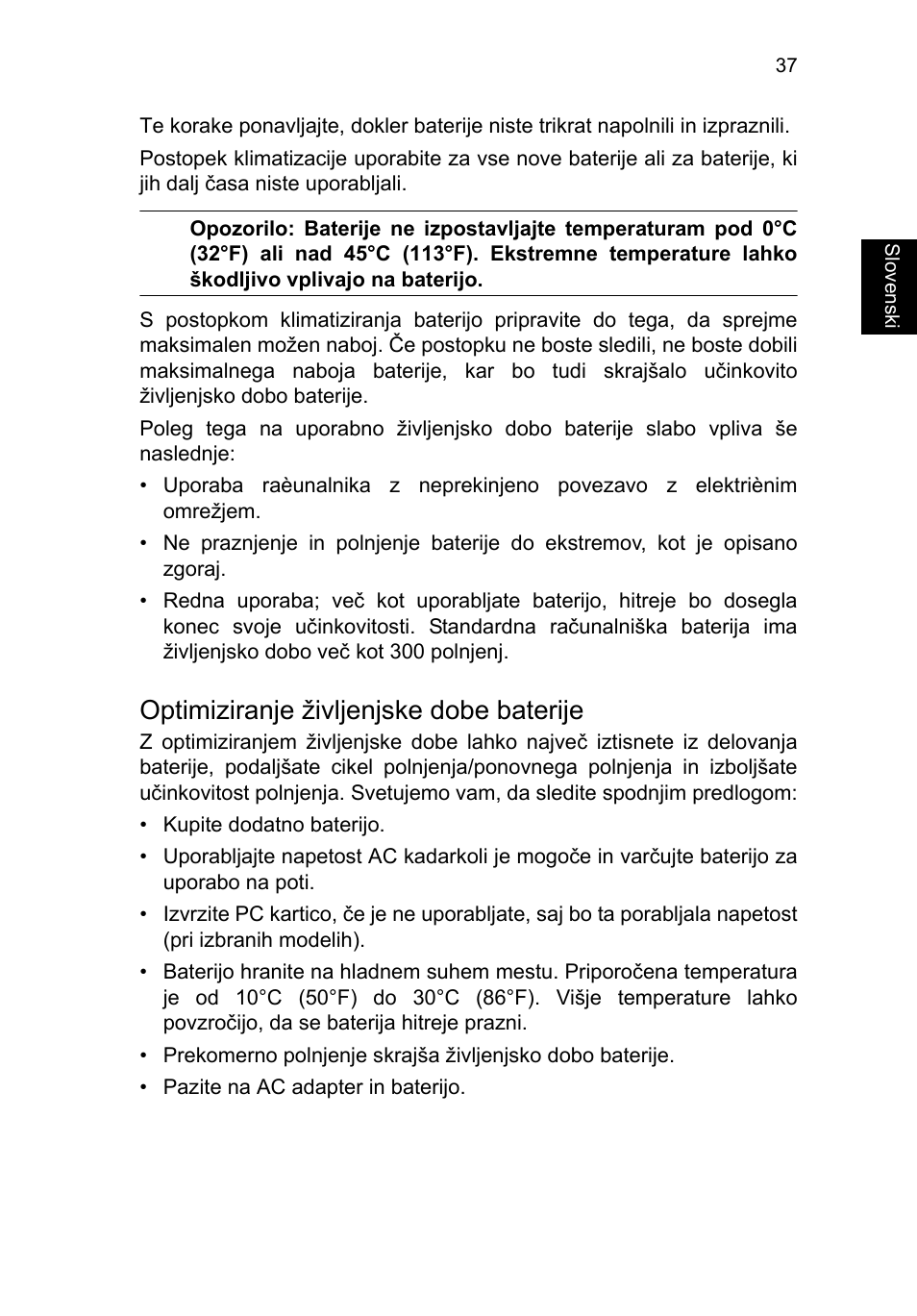 Optimiziranje življenjske dobe baterije | Acer TravelMate P253-MG User Manual | Page 1533 / 2736