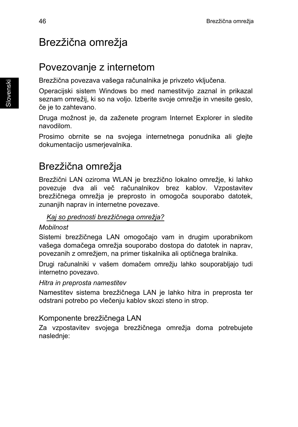 Brezžična omrežja, Povezovanje z internetom | Acer TravelMate P253-MG User Manual | Page 1542 / 2736