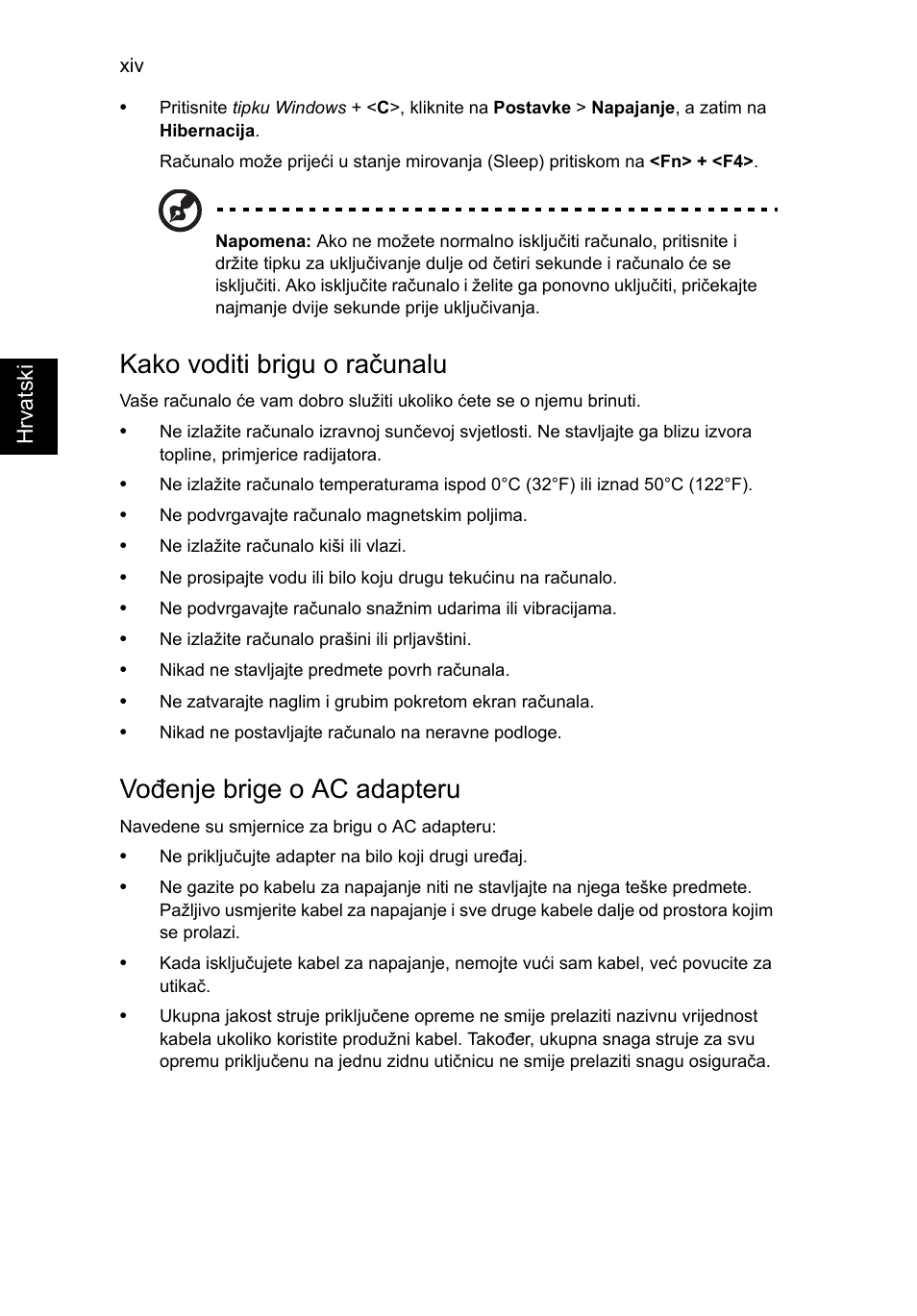 Kako voditi brigu o računalu, Vođenje brige o ac adapteru | Acer TravelMate P253-MG User Manual | Page 1582 / 2736