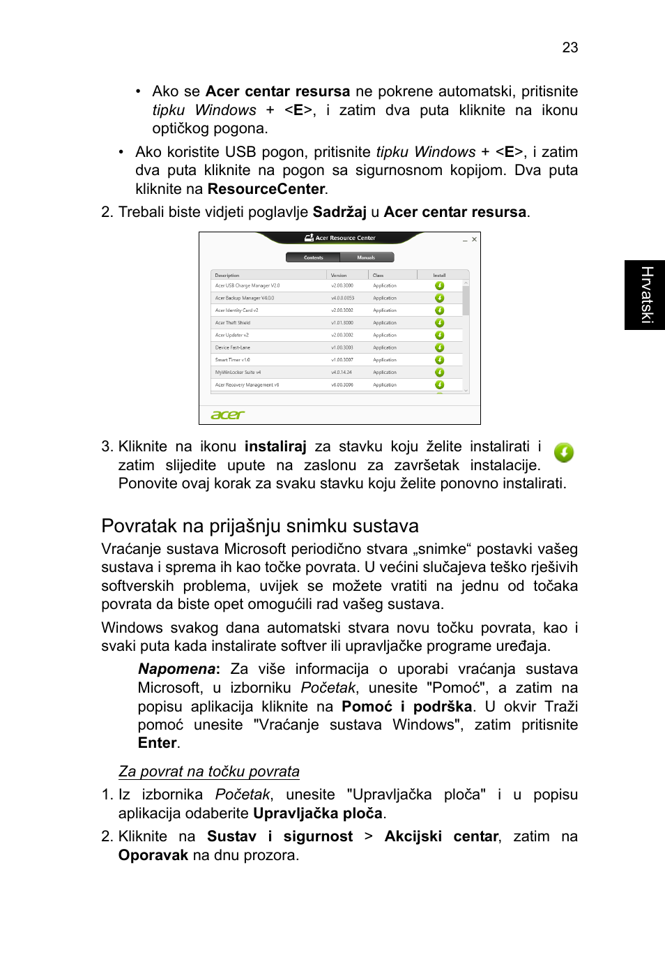 Povratak na prijašnju snimku sustava | Acer TravelMate P253-MG User Manual | Page 1611 / 2736