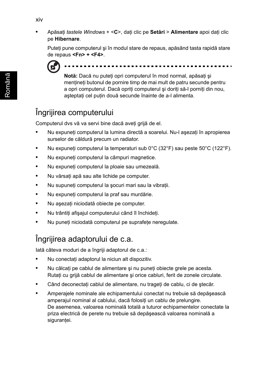 Îngrijirea computerului, Îngrijirea adaptorului de c.a | Acer TravelMate P253-MG User Manual | Page 1674 / 2736