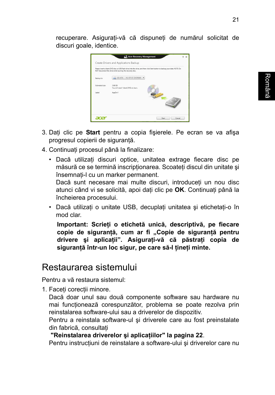 Restaurarea sistemului | Acer TravelMate P253-MG User Manual | Page 1701 / 2736