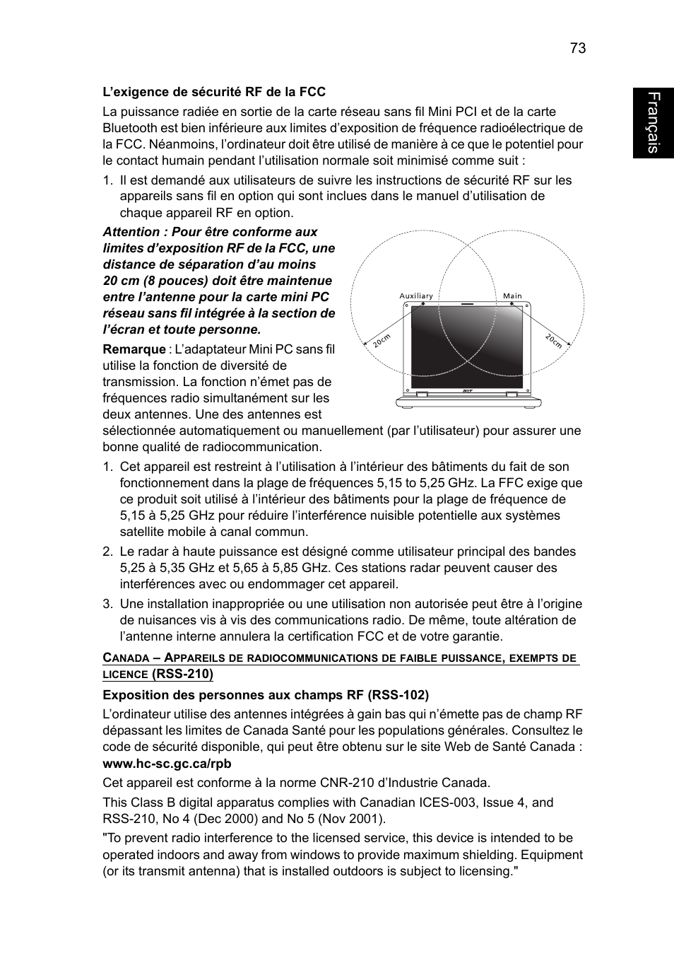 Français, Fr a nça is | Acer TravelMate P253-MG User Manual | Page 181 / 2736