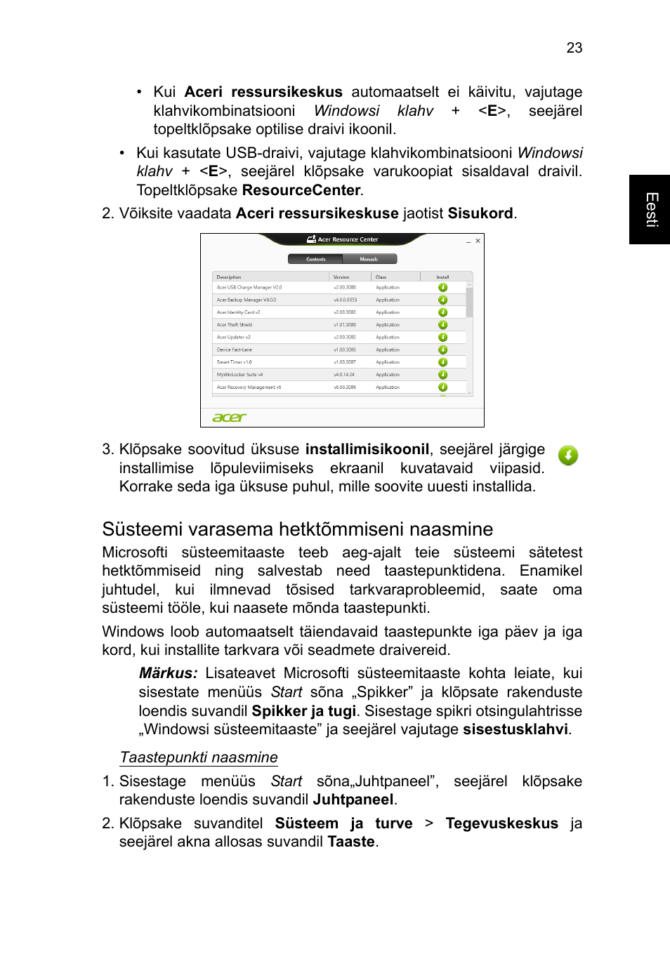 Süsteemi varasema hetktõmmiseni naasmine | Acer TravelMate P253-MG User Manual | Page 1887 / 2736