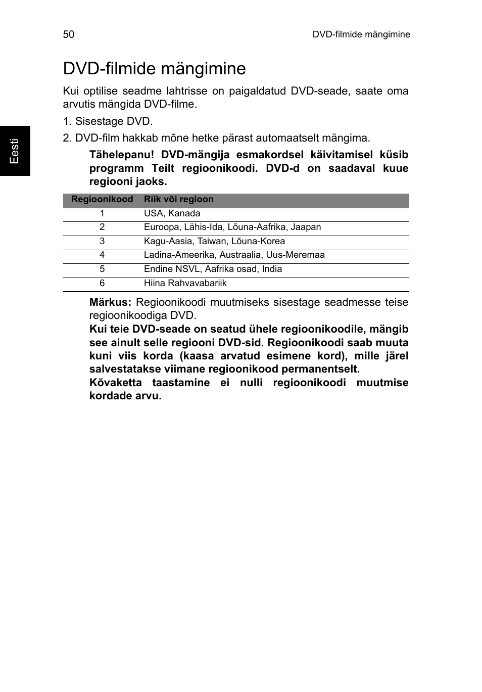 Dvd-filmide mängimine | Acer TravelMate P253-MG User Manual | Page 1914 / 2736