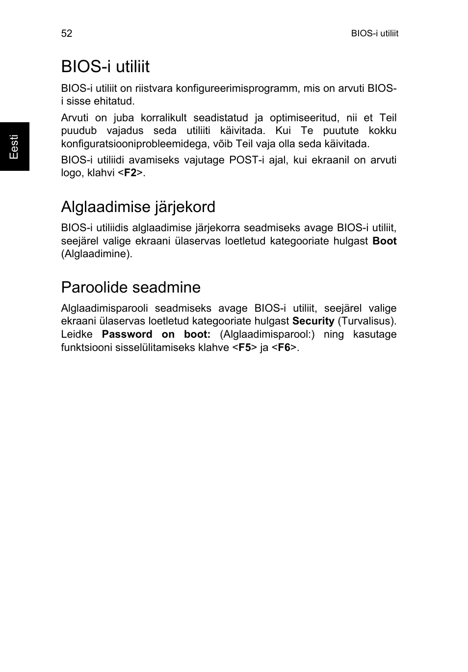 Bios-i utiliit, Alglaadimise järjekord, Paroolide seadmine | Kettalt kettale taaste sisselülitamine | Acer TravelMate P253-MG User Manual | Page 1916 / 2736