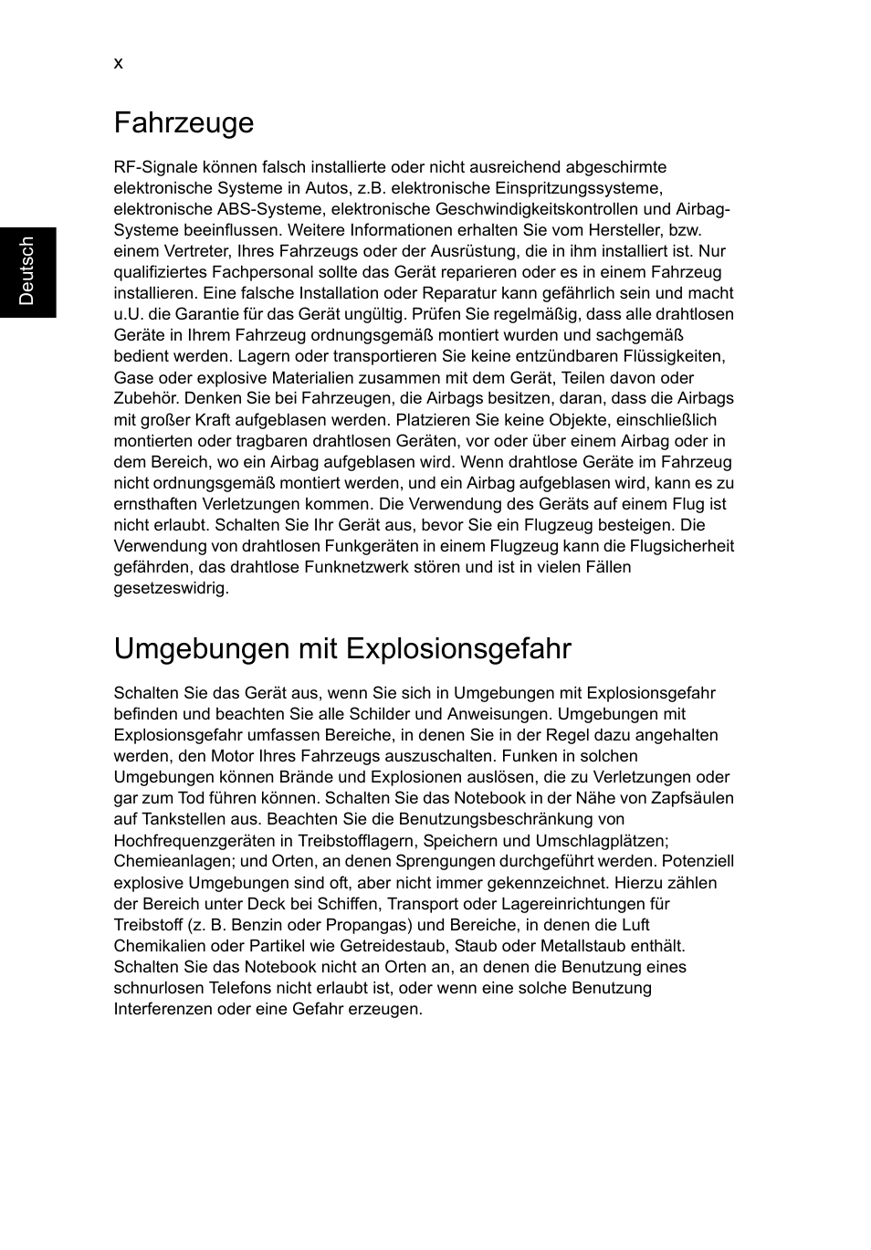 Fahrzeuge, Umgebungen mit explosionsgefahr | Acer TravelMate P253-MG User Manual | Page 192 / 2736