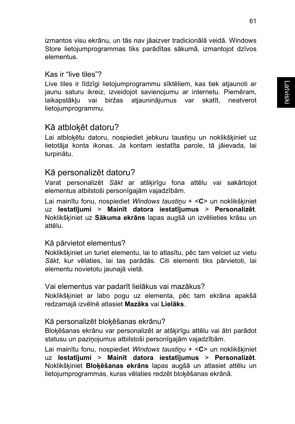 Kā atbloķēt datoru, Kā personalizēt datoru | Acer TravelMate P253-MG User Manual | Page 2013 / 2736