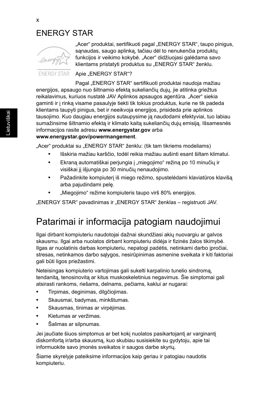 Patarimai ir informacija patogiam naudojimui, Energy star | Acer TravelMate P253-MG User Manual | Page 2032 / 2736