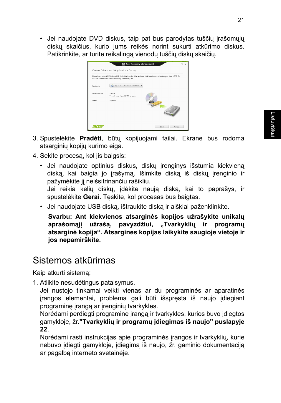 Sistemos atkūrimas | Acer TravelMate P253-MG User Manual | Page 2063 / 2736