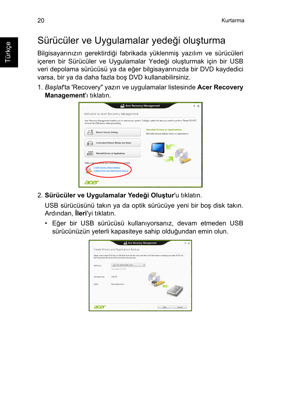 Sürücüler ve uygulamalar yedeği oluşturma | Acer TravelMate P253-MG User Manual | Page 2256 / 2736