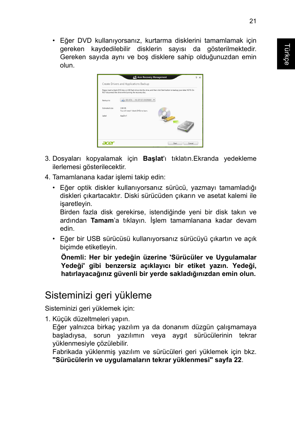 Sisteminizi geri yükleme | Acer TravelMate P253-MG User Manual | Page 2257 / 2736