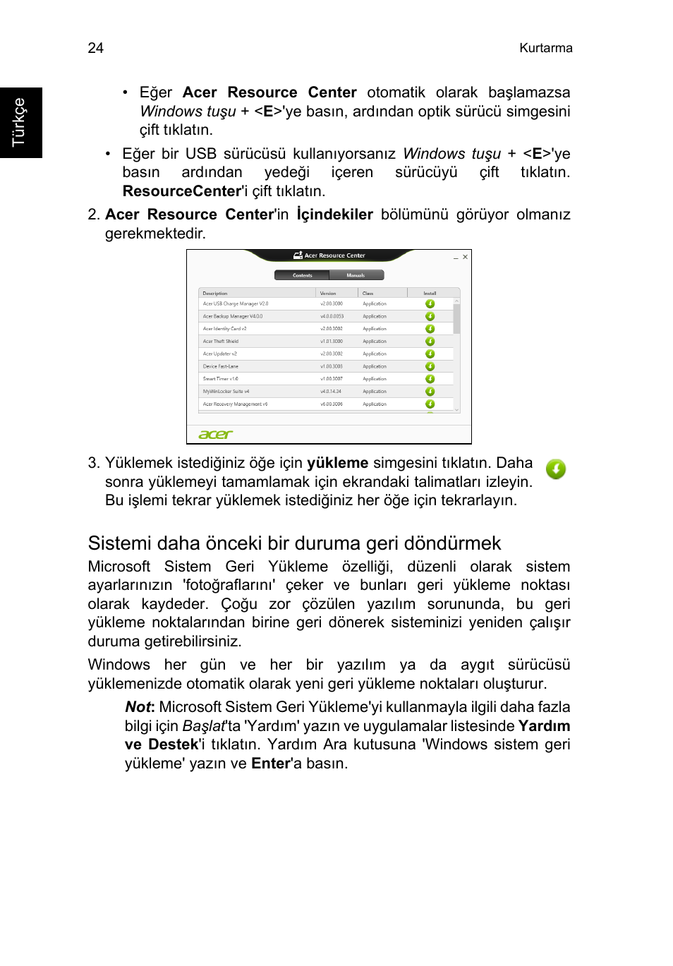 Sistemi daha önceki bir duruma geri döndürmek | Acer TravelMate P253-MG User Manual | Page 2260 / 2736