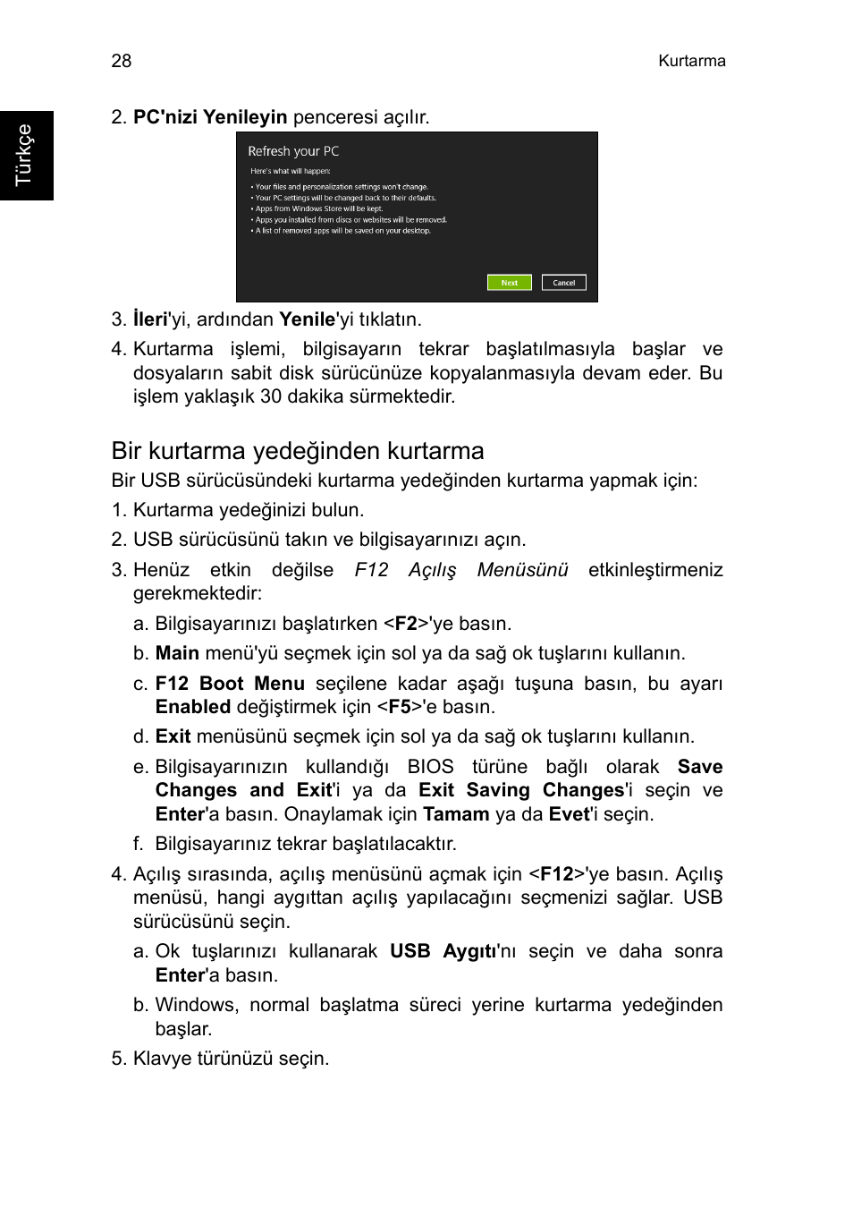 Bir kurtarma yedeğinden kurtarma | Acer TravelMate P253-MG User Manual | Page 2264 / 2736