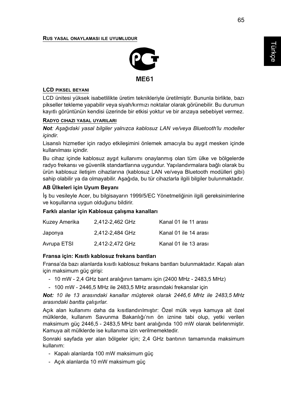 Türkçe | Acer TravelMate P253-MG User Manual | Page 2301 / 2736