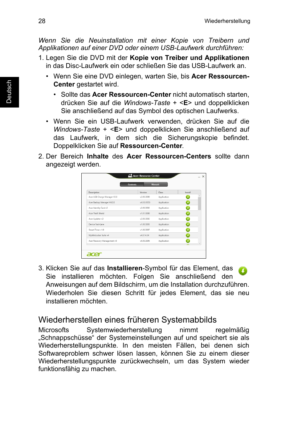 Wiederherstellen eines früheren systemabbilds | Acer TravelMate P253-MG User Manual | Page 232 / 2736