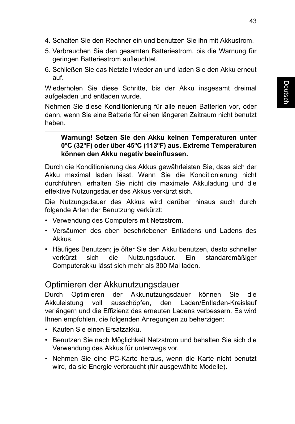 Optimieren der akkunutzungsdauer | Acer TravelMate P253-MG User Manual | Page 247 / 2736