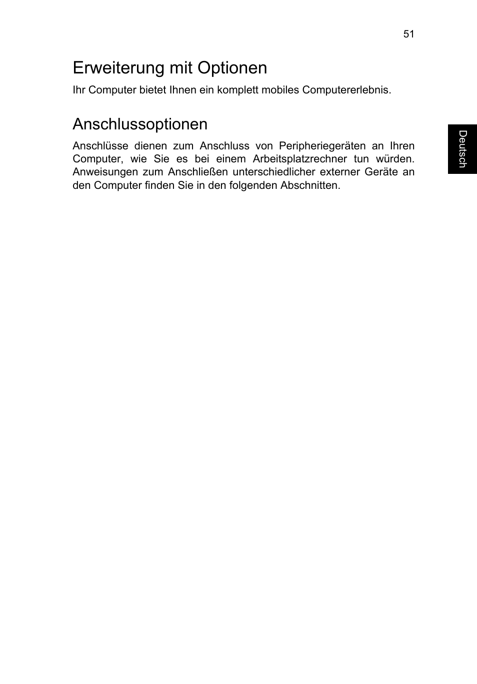 Erweiterung mit optionen, Anschlussoptionen | Acer TravelMate P253-MG User Manual | Page 255 / 2736