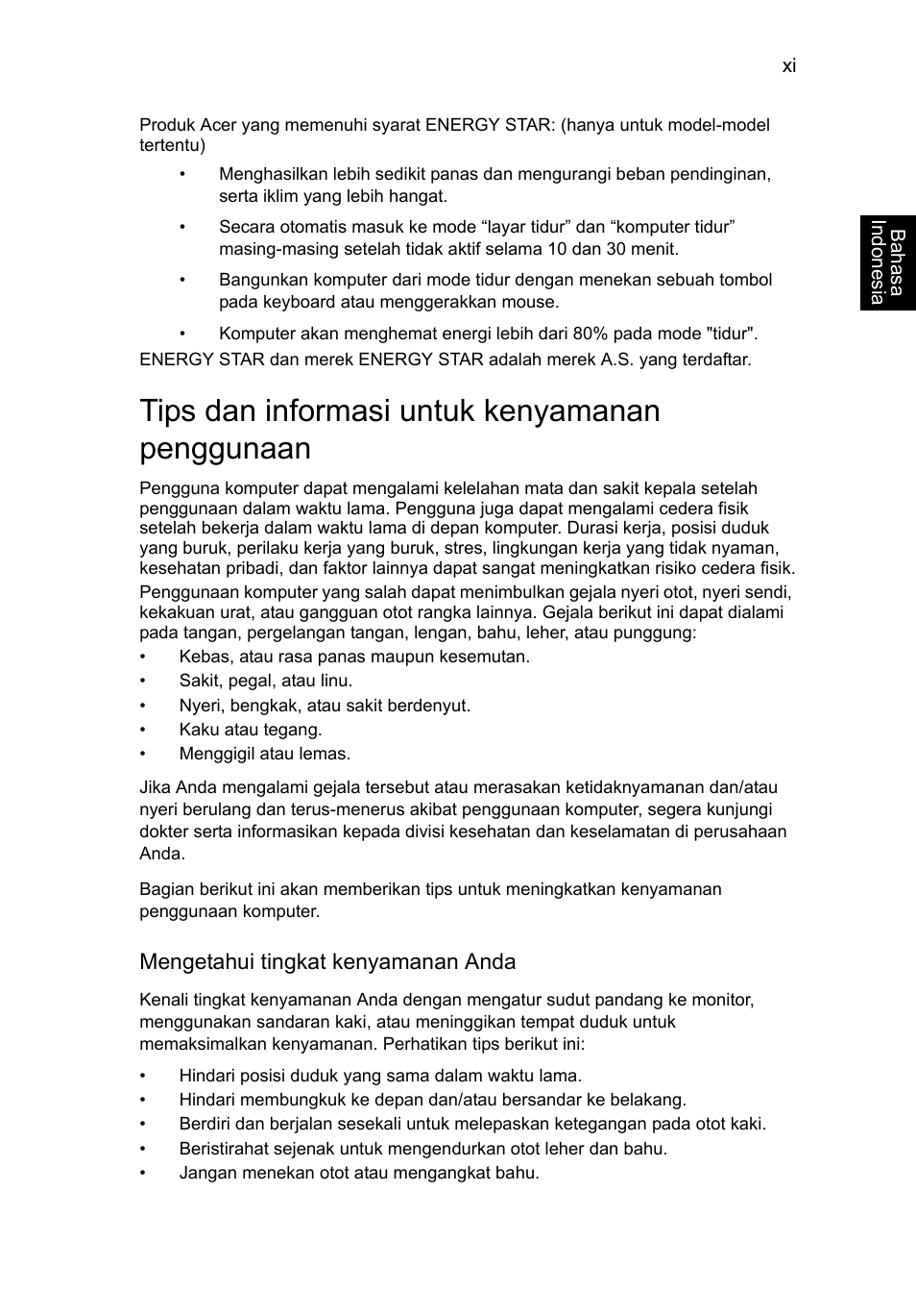 Tips dan informasi untuk kenyamanan penggunaan | Acer TravelMate P253-MG User Manual | Page 2561 / 2736