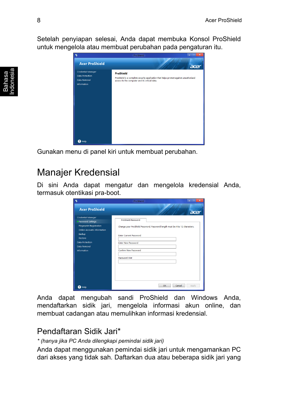 Manajer kredensial, Pendaftaran sidik jari | Acer TravelMate P253-MG User Manual | Page 2578 / 2736