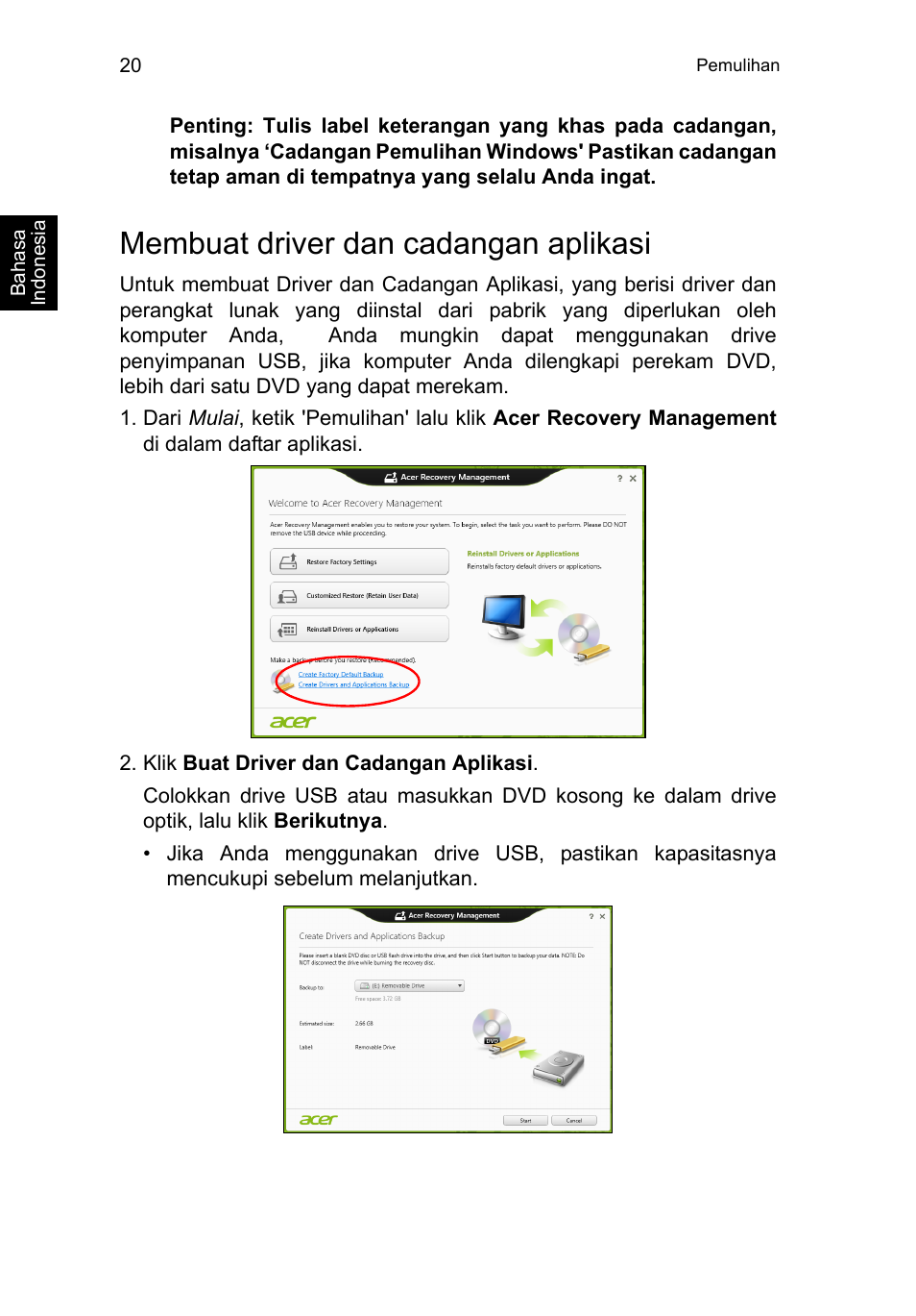 Membuat driver dan cadangan aplikasi | Acer TravelMate P253-MG User Manual | Page 2590 / 2736