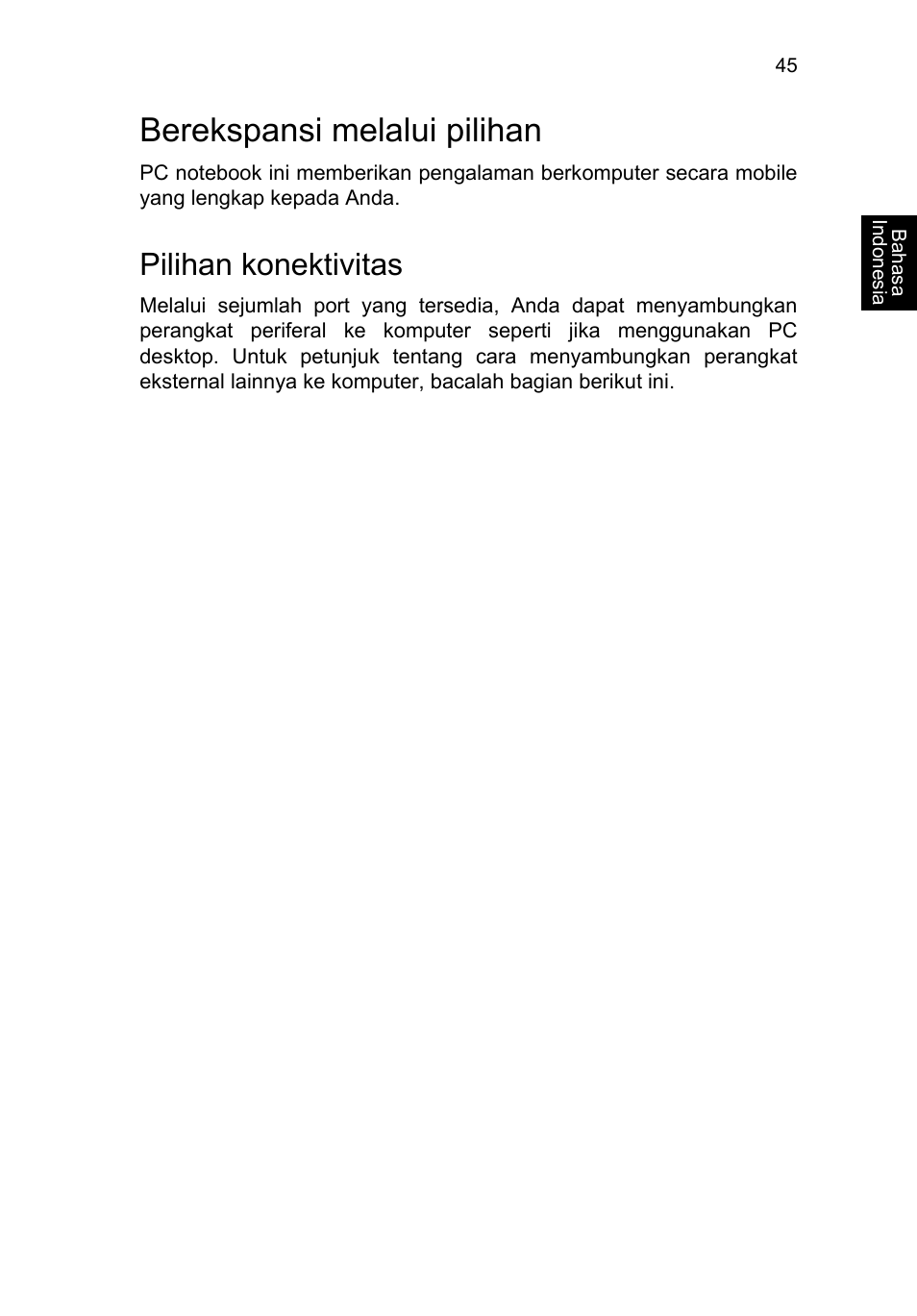 Berekspansi melalui pilihan, Pilihan konektivitas | Acer TravelMate P253-MG User Manual | Page 2615 / 2736