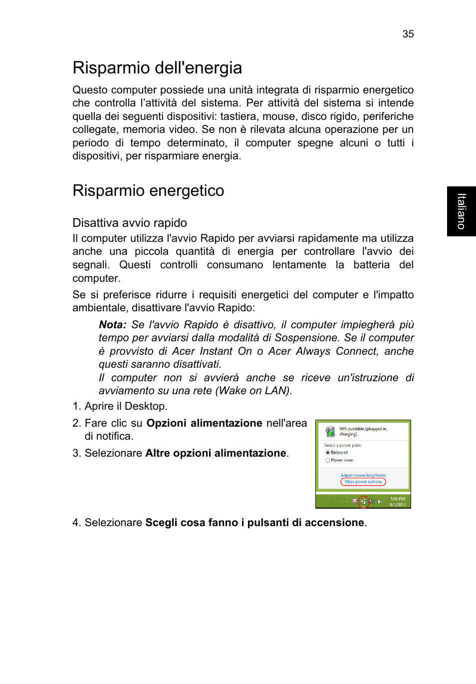 Risparmio dell'energia, Risparmio energetico | Acer TravelMate P253-MG User Manual | Page 339 / 2736