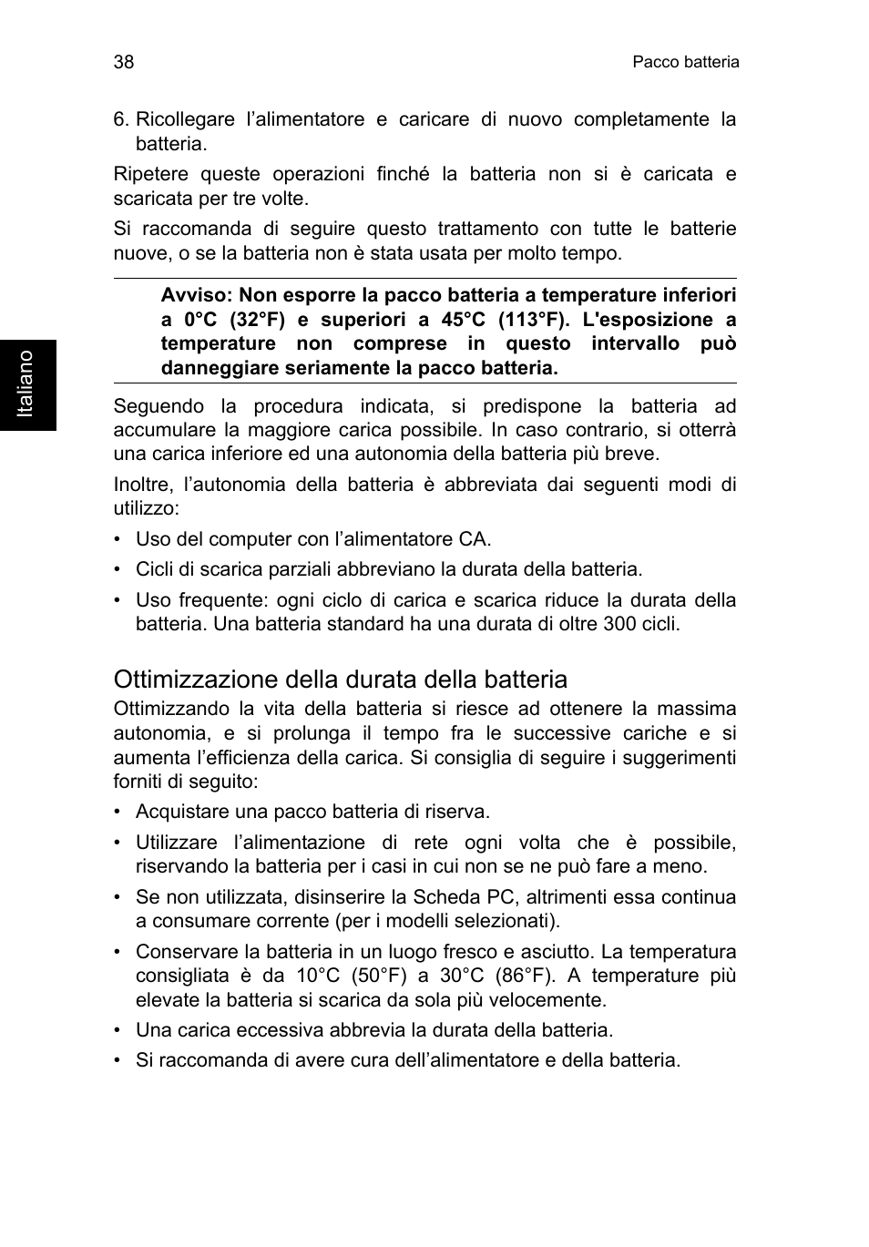 Ottimizzazione della durata della batteria | Acer TravelMate P253-MG User Manual | Page 342 / 2736