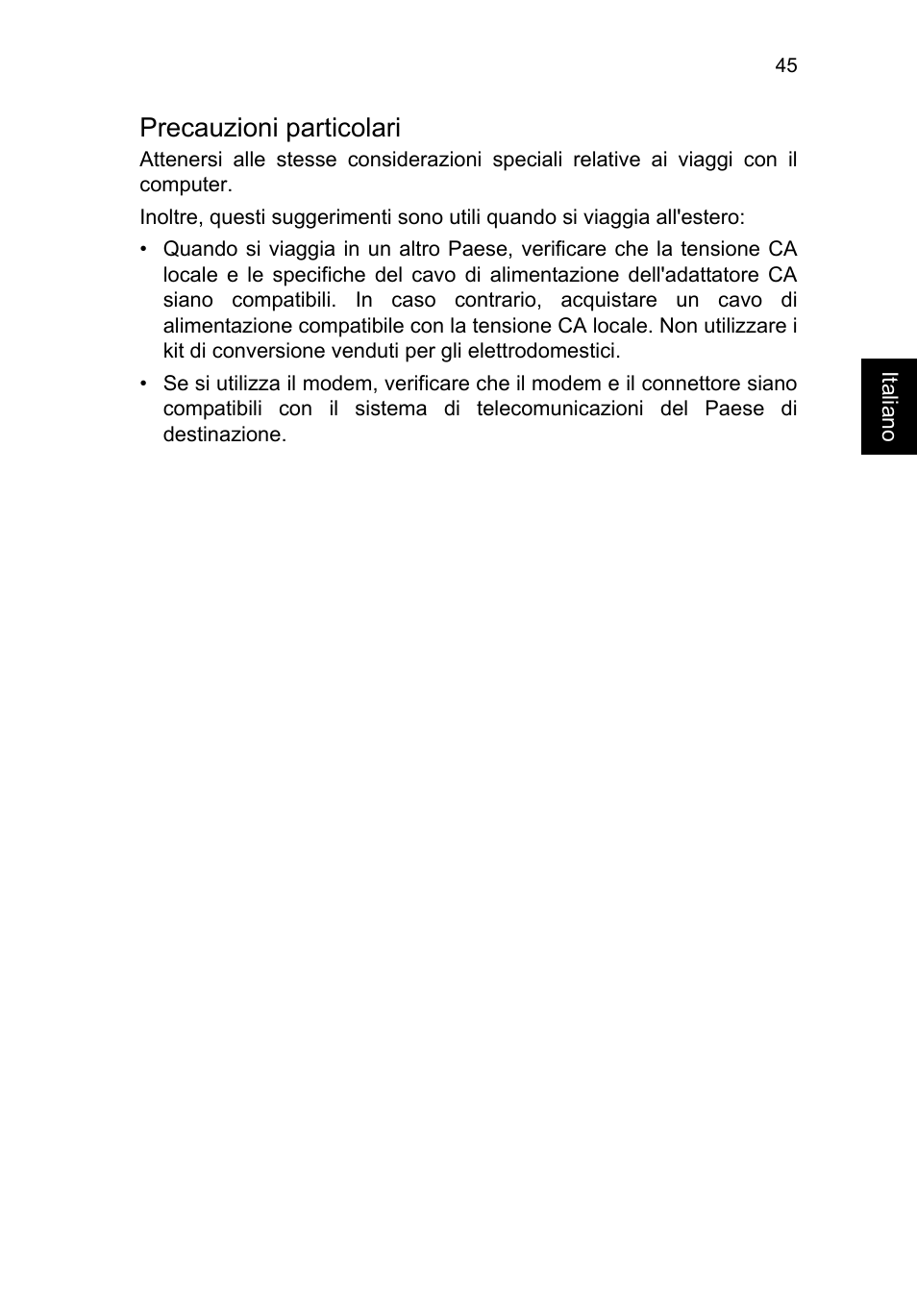 Precauzioni particolari | Acer TravelMate P253-MG User Manual | Page 349 / 2736