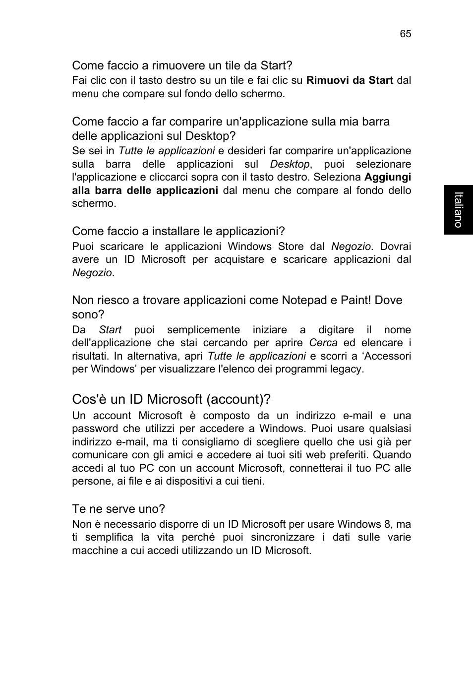 Cos'è un id microsoft (account) | Acer TravelMate P253-MG User Manual | Page 369 / 2736