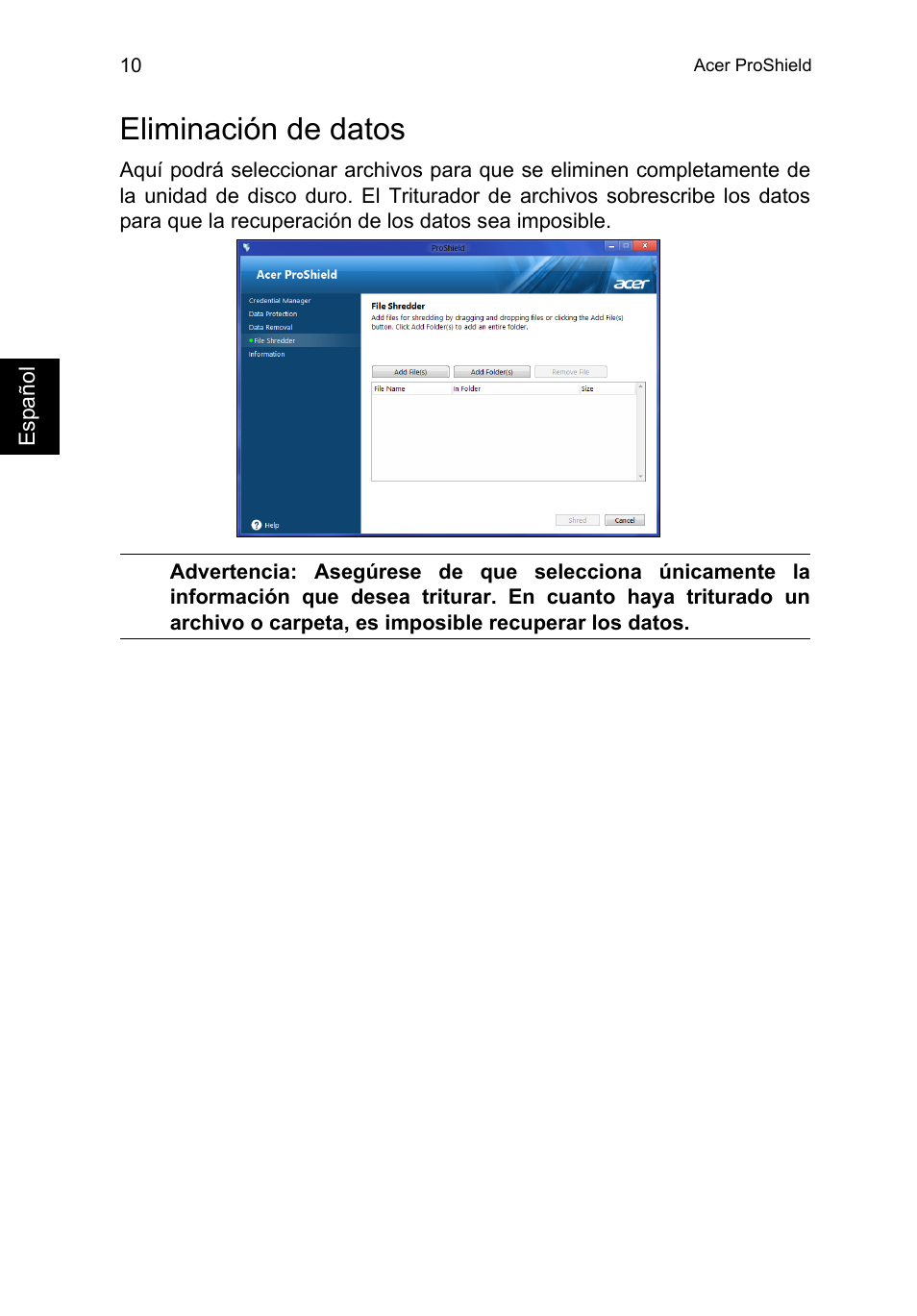 Eliminación de datos | Acer TravelMate P253-MG User Manual | Page 406 / 2736