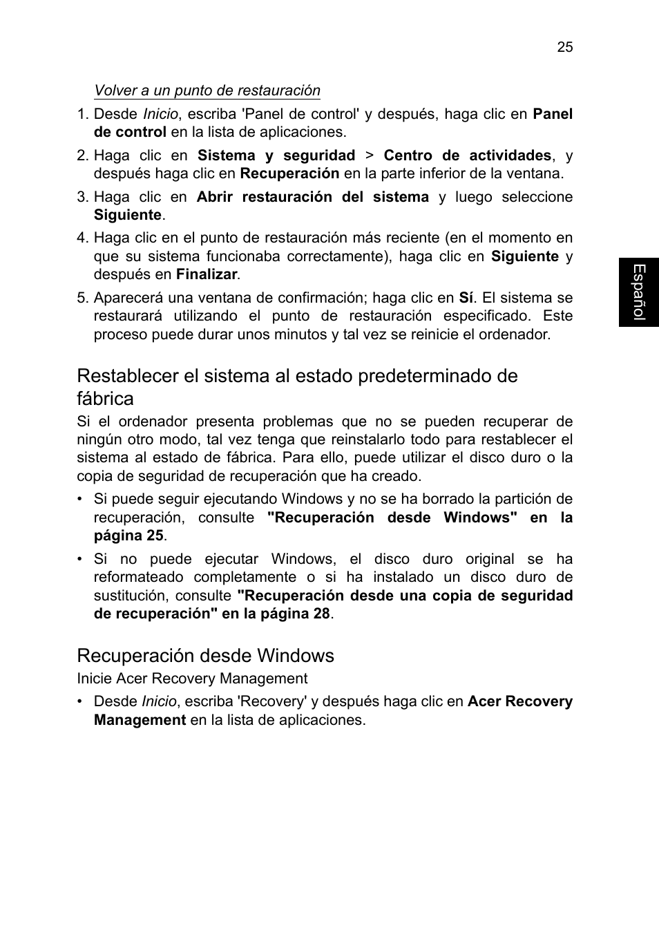 Recuperación desde windows | Acer TravelMate P253-MG User Manual | Page 421 / 2736