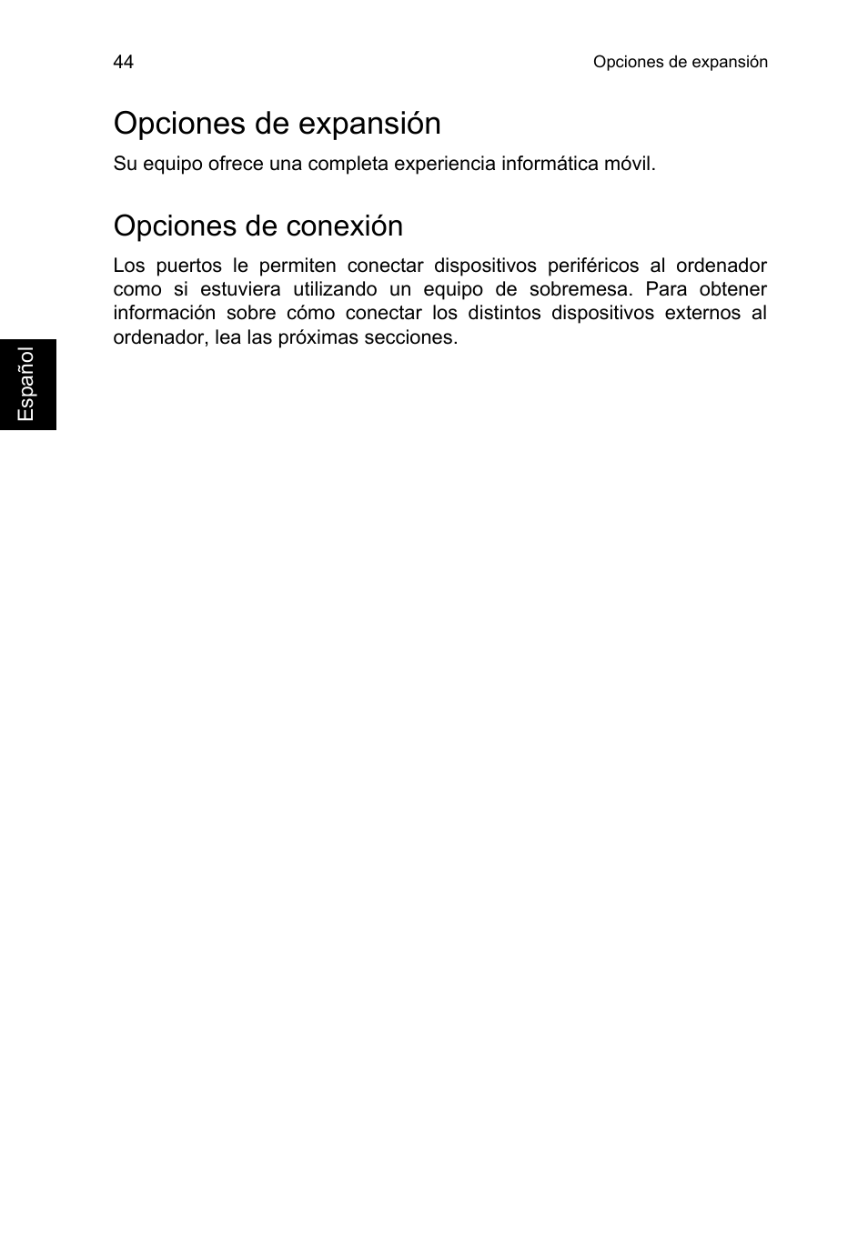 Opciones de expansión, Opciones de conexión | Acer TravelMate P253-MG User Manual | Page 440 / 2736