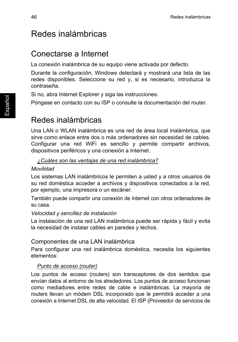 Redes inalámbricas, Conectarse a internet | Acer TravelMate P253-MG User Manual | Page 442 / 2736