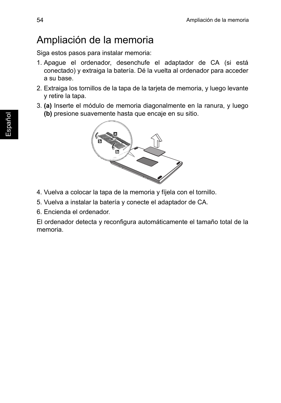 Ampliación de la memoria | Acer TravelMate P253-MG User Manual | Page 450 / 2736