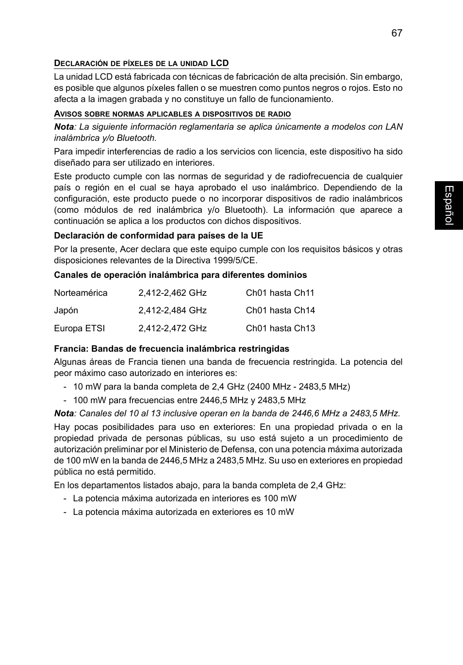 Esp añol | Acer TravelMate P253-MG User Manual | Page 463 / 2736