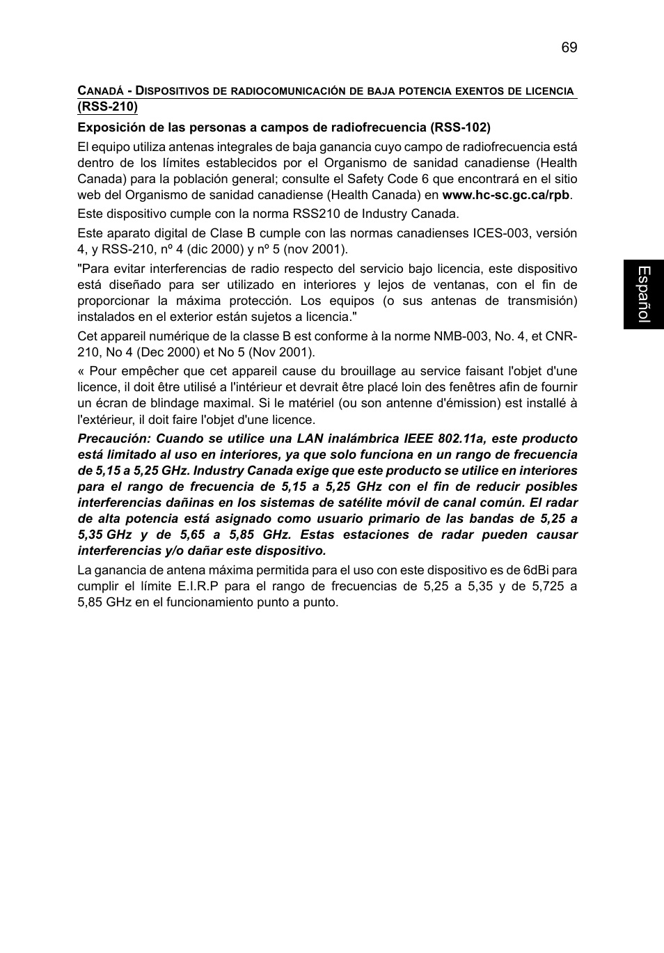 Esp añol | Acer TravelMate P253-MG User Manual | Page 465 / 2736