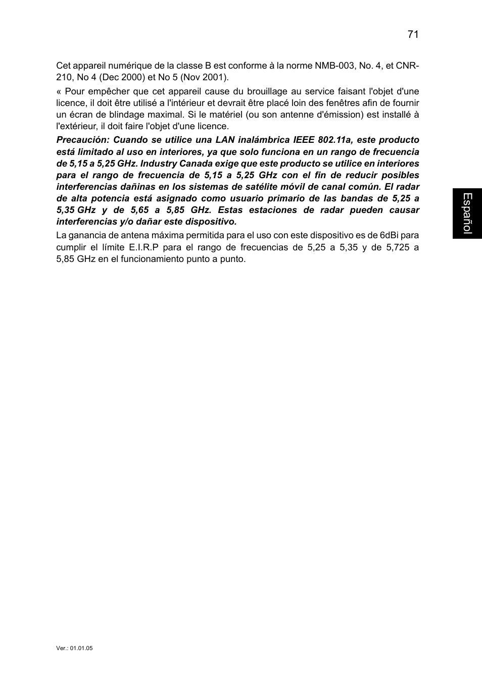 Esp añol | Acer TravelMate P253-MG User Manual | Page 467 / 2736