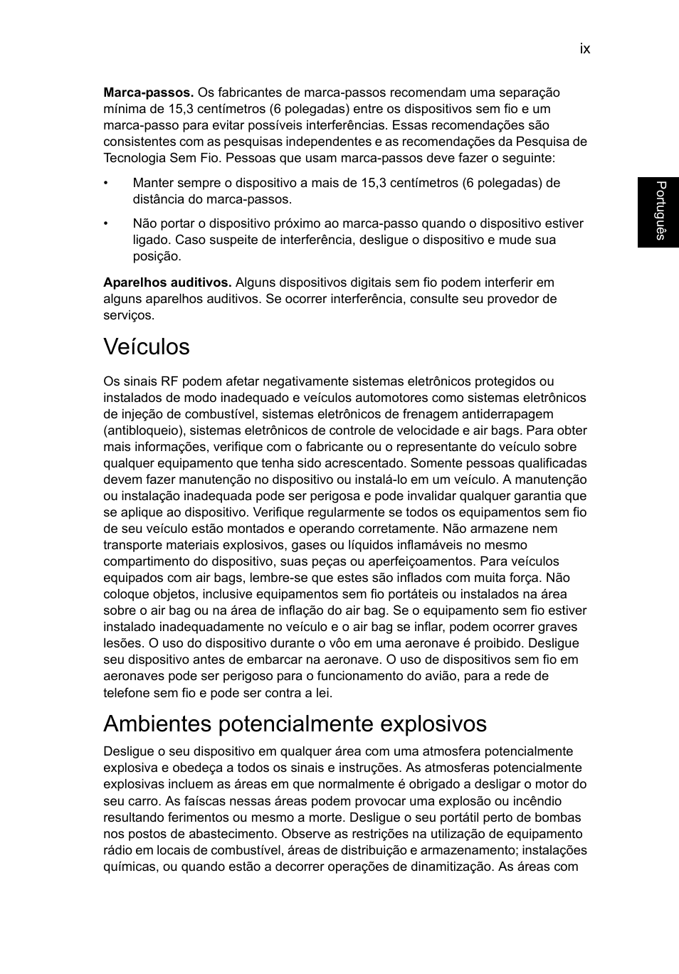 Veículos, Ambientes potencialmente explosivos | Acer TravelMate P253-MG User Manual | Page 477 / 2736