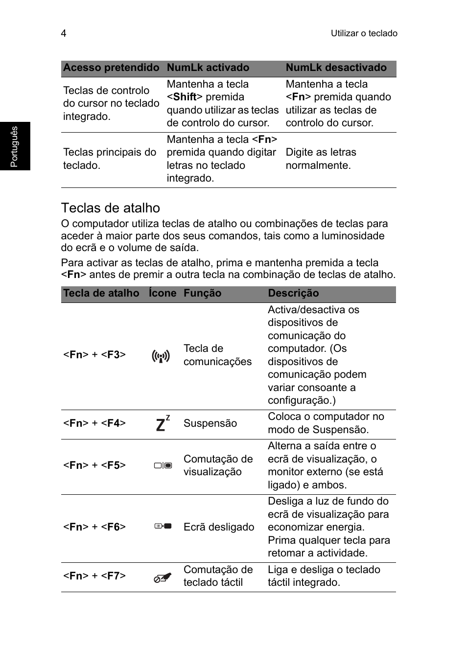 Teclas de atalho | Acer TravelMate P253-MG User Manual | Page 492 / 2736