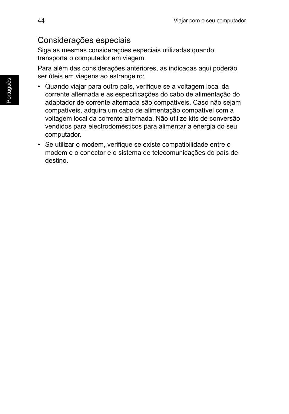 Considerações especiais | Acer TravelMate P253-MG User Manual | Page 532 / 2736