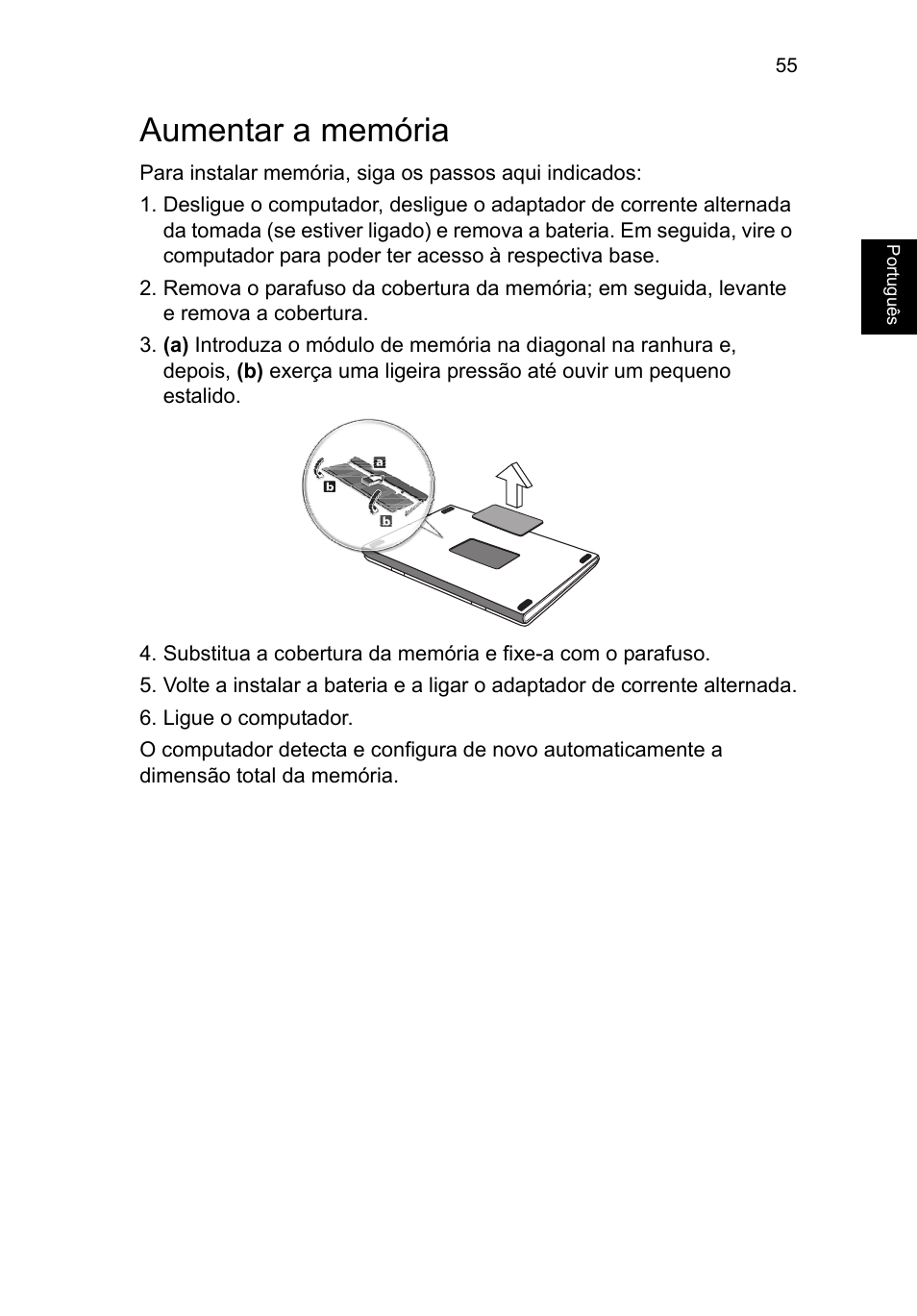 Aumentar a memória | Acer TravelMate P253-MG User Manual | Page 543 / 2736