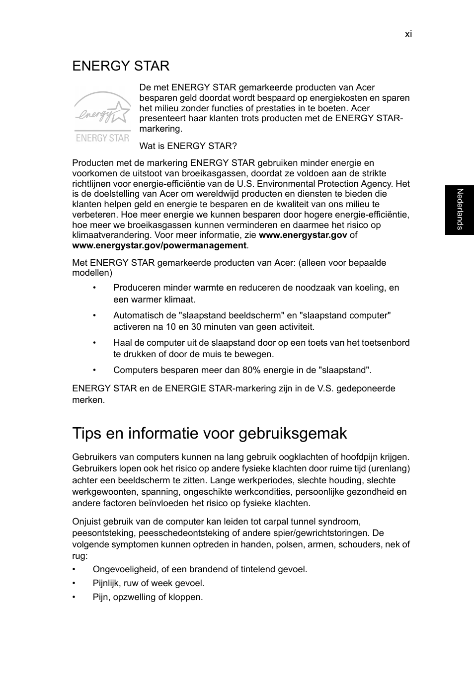 Tips en informatie voor gebruiksgemak, Energy star | Acer TravelMate P253-MG User Manual | Page 571 / 2736