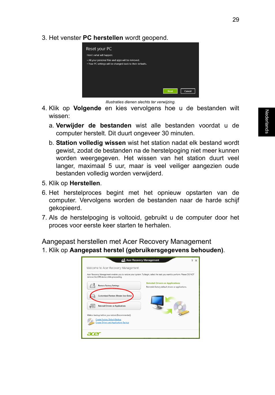 Aangepast herstellen met acer recovery management | Acer TravelMate P253-MG User Manual | Page 609 / 2736