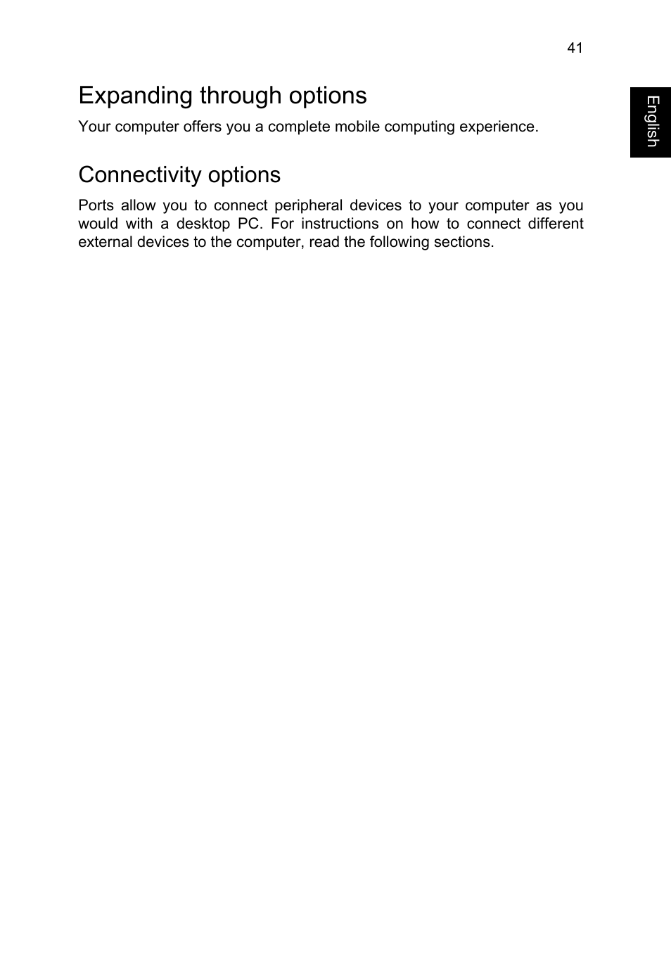 Expanding through options, Connectivity options | Acer TravelMate P253-MG User Manual | Page 61 / 2736