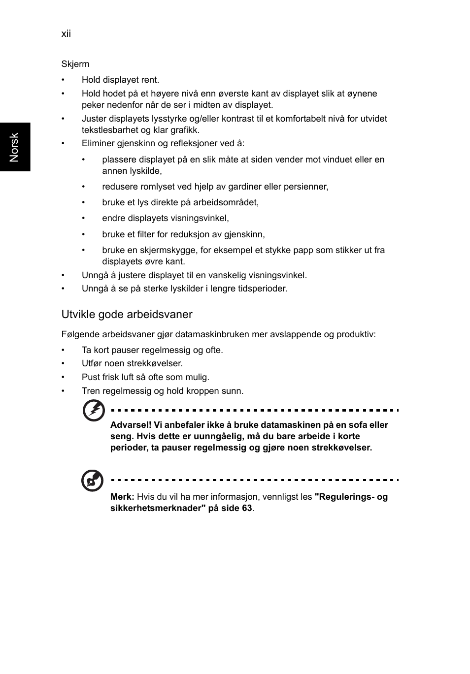 Norsk, Utvikle gode arbeidsvaner | Acer TravelMate P253-MG User Manual | Page 666 / 2736