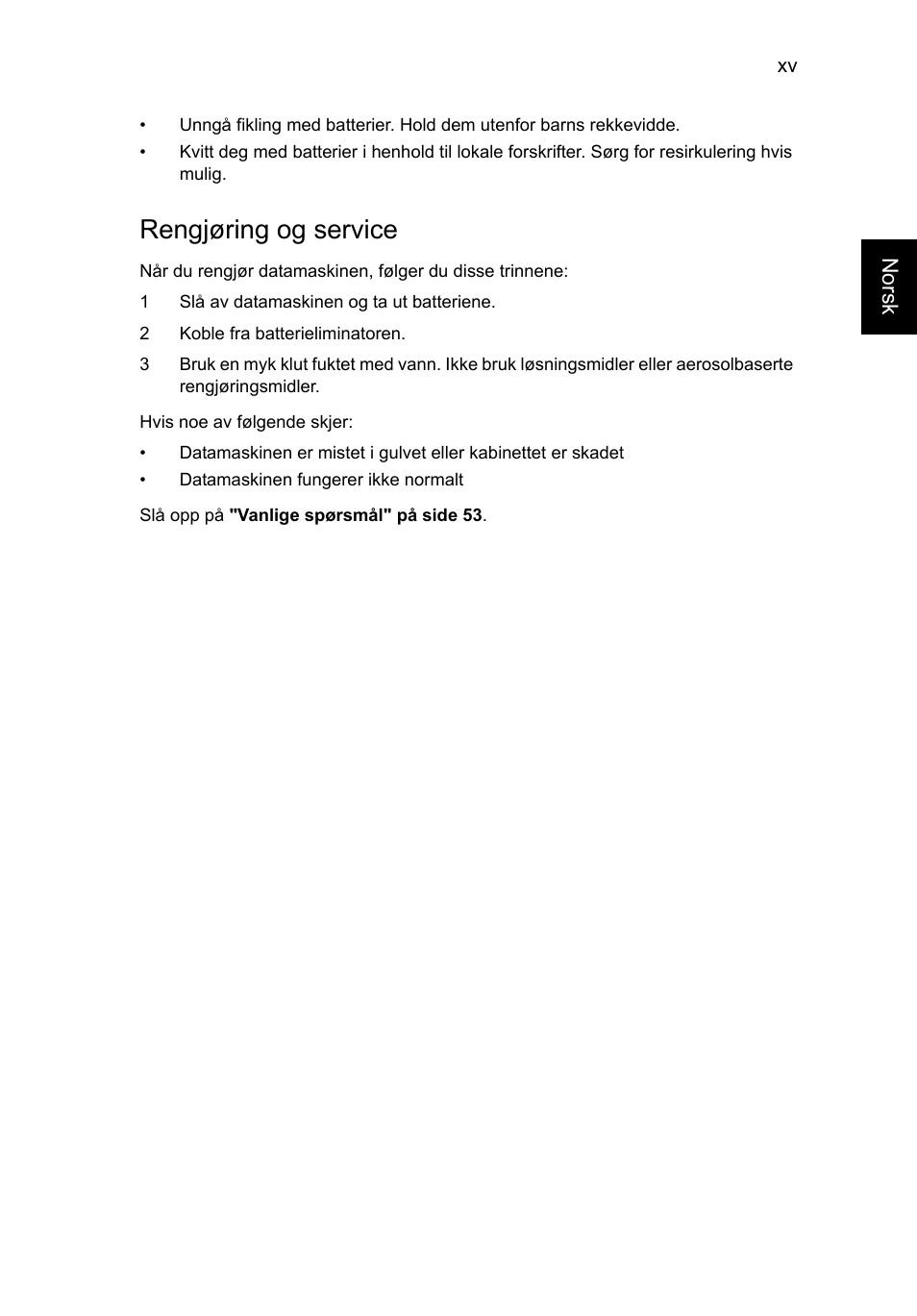 Rengjøring og service | Acer TravelMate P253-MG User Manual | Page 669 / 2736