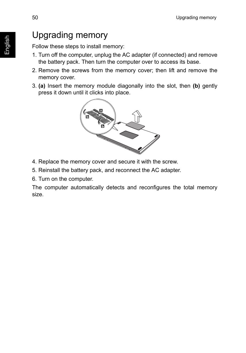 Upgrading memory | Acer TravelMate P253-MG User Manual | Page 70 / 2736