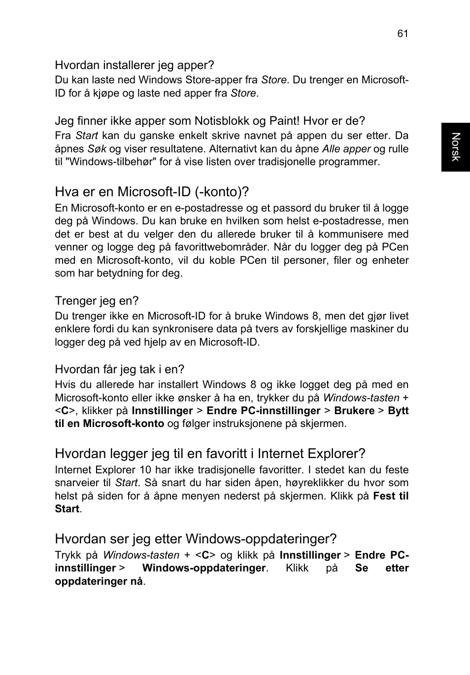 Hva er en microsoft-id (-konto), Hvordan ser jeg etter windows-oppdateringer | Acer TravelMate P253-MG User Manual | Page 735 / 2736