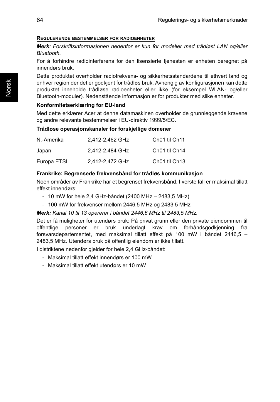 Norsk | Acer TravelMate P253-MG User Manual | Page 738 / 2736